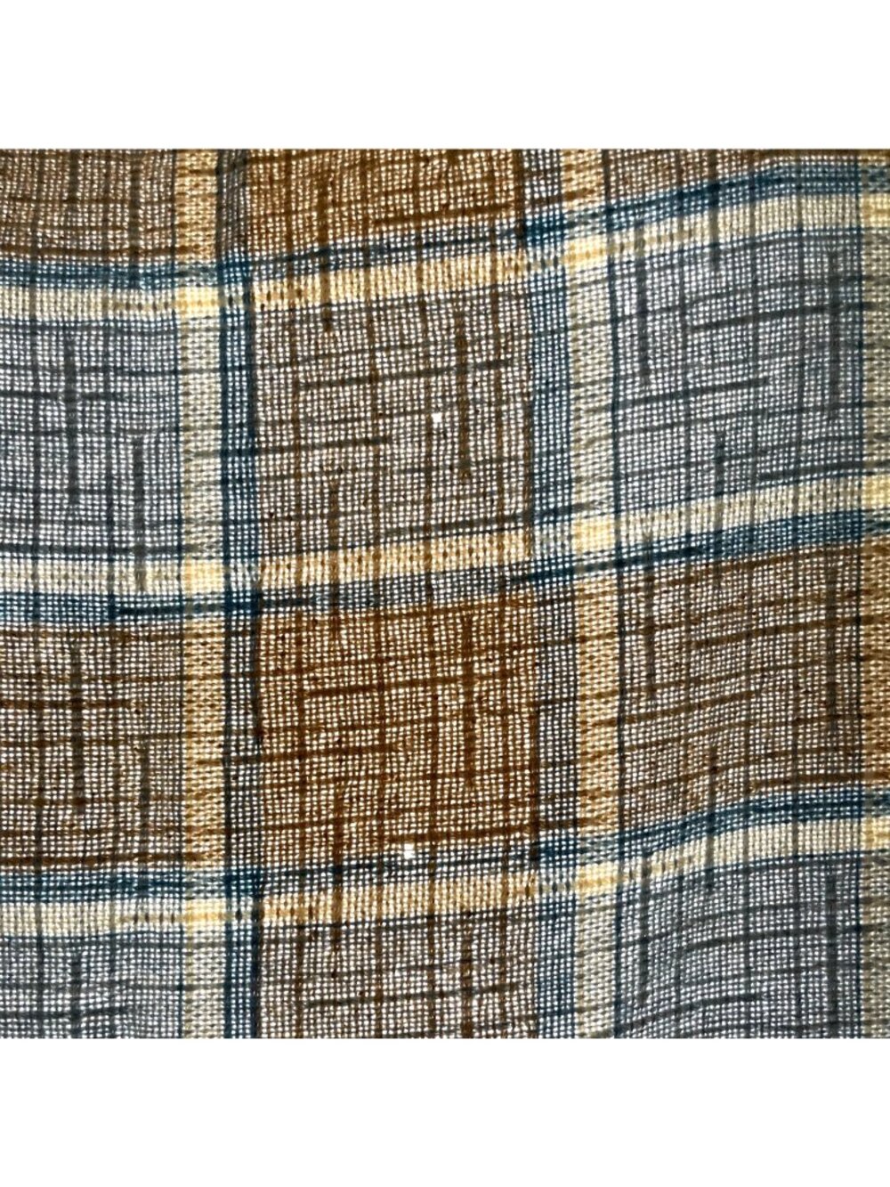 Pendleton Virgin Wool Fringed Throw Blanket Pastel Blue Tan Plaid Vintage - Picture 6 of 6